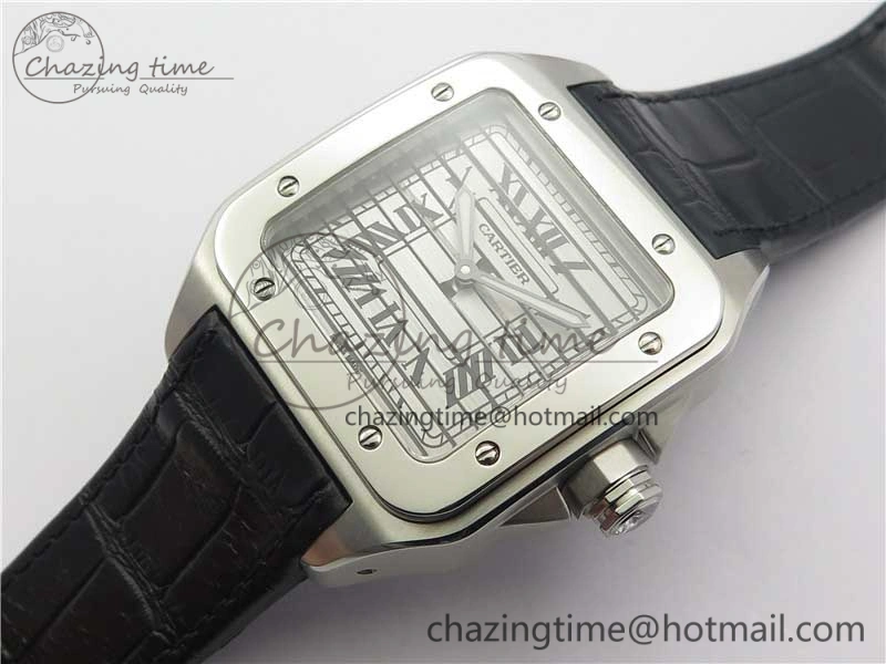 Santos WM505914 45mm SS WWF Maker 3 Dial with Display Caseback On Black Leather Strap A2824