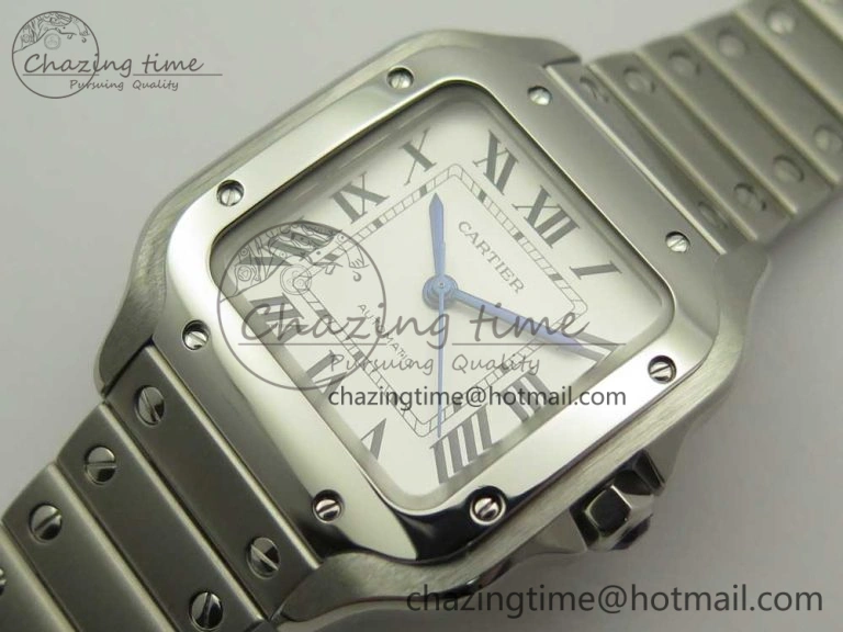 Santos de Cartier 35mm 2018 GF 1:1 Best Edition White Dial on SS SmartLinks Bracelet MIYOTA 9015 (Free Leather)