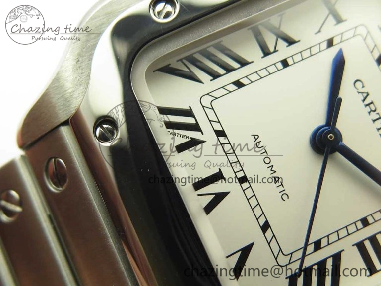 Santos de Cartier 35mm 2018 GF 1:1 Best Edition White Dial on SS SmartLinks Bracelet MIYOTA 9015 (Free Leather)