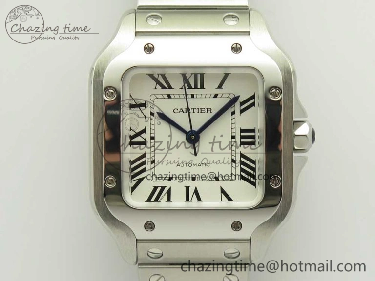 Santos de Cartier 35mm 2018 GF 1:1 Best Edition White Dial on SS SmartLinks Bracelet MIYOTA 9015 (Free Leather)
