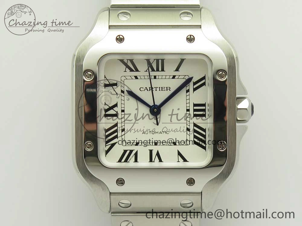 Santos de Cartier 35mm 2018 GF 1:1 Best Edition White Dial on SS SmartLinks Bracelet MIYOTA 9015 (Free Leather)