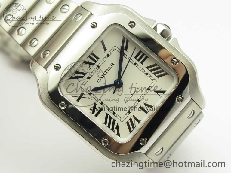 Santos de Cartier 35mm 2018 GF 1:1 Best Edition White Dial on SS SmartLinks Bracelet MIYOTA 9015 (Free Leather)