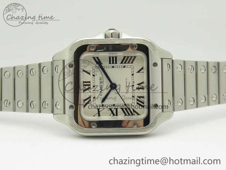 Santos de Cartier 35mm 2018 GF 1:1 Best Edition White Dial on SS SmartLinks Bracelet MIYOTA 9015 (Free Leather)