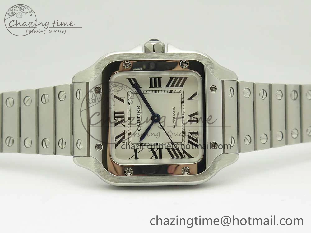 Santos de Cartier 35mm 2018 GF 1:1 Best Edition White Dial on SS SmartLinks Bracelet MIYOTA 9015 (Free Leather)