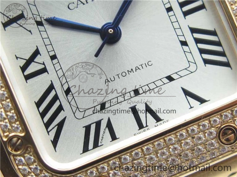 Santos de Cartier 35mm 2018 RG Diamonds Bezel RXW 1:1 Best Edition White Dial on SmartLinks RG Bracelet MIYOTA 9015