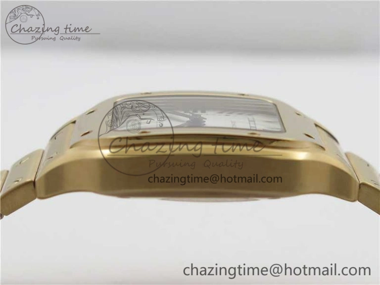 Santos de Cartier 35mm 2018 RG RXW 1:1 Best Edition White Dial on SmartLinks RG Bracelet MIYOTA 9015