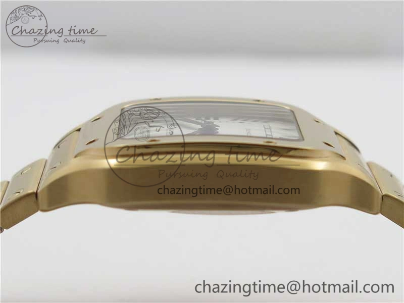 Santos de Cartier 35mm 2018 RG RXW 1:1 Best Edition White Dial on SmartLinks RG Bracelet MIYOTA 9015
