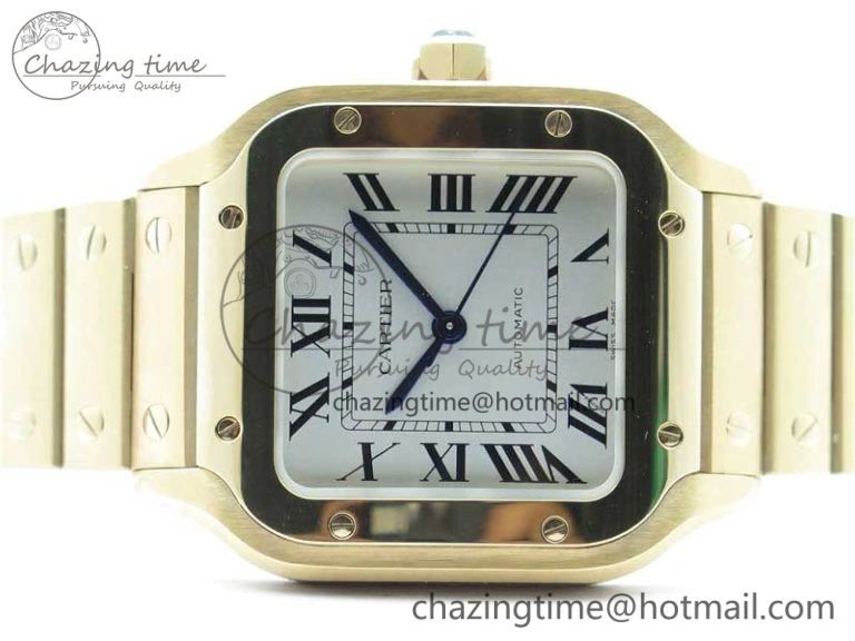 Santos de Cartier 35mm 2018 RG RXW 1:1 Best Edition White Dial on SmartLinks RG Bracelet MIYOTA 9015
