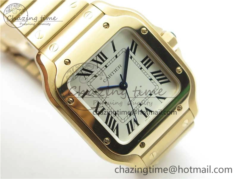 Santos de Cartier 35mm 2018 RG RXW 1:1 Best Edition White Dial on SmartLinks RG Bracelet MIYOTA 9015