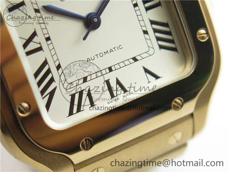 Santos de Cartier 35mm 2018 RG RXW 1:1 Best Edition White Dial on SmartLinks RG Bracelet MIYOTA 9015