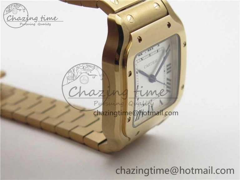 Santos de Cartier 35mm 2018 RG RXW 1:1 Best Edition White Dial on SmartLinks RG Bracelet MIYOTA 9015
