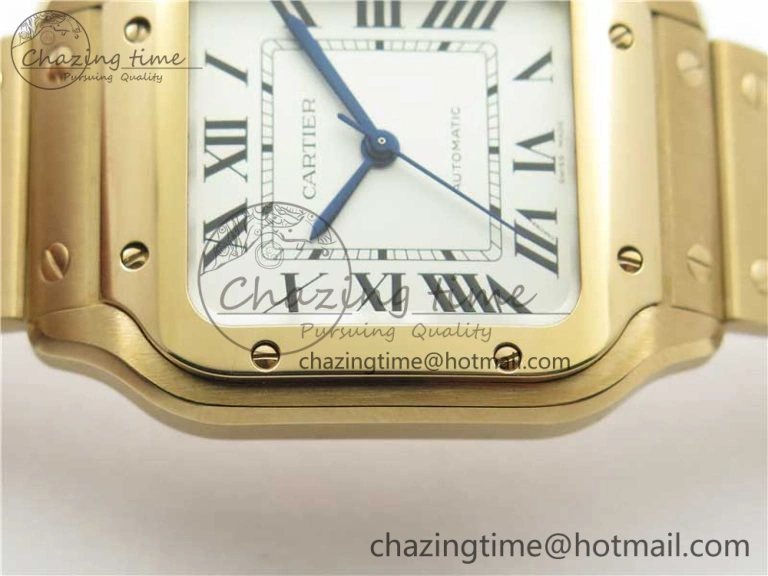 Santos de Cartier 35mm 2018 RG RXW 1:1 Best Edition White Dial on SmartLinks RG Bracelet MIYOTA 9015