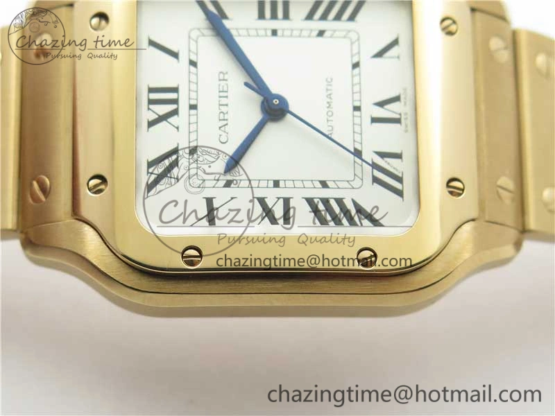 Santos de Cartier 35mm 2018 RG RXW 1:1 Best Edition White Dial on SmartLinks RG Bracelet MIYOTA 9015
