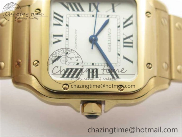 Santos de Cartier 35mm 2018 RG RXW 1:1 Best Edition White Dial on SmartLinks RG Bracelet MIYOTA 9015