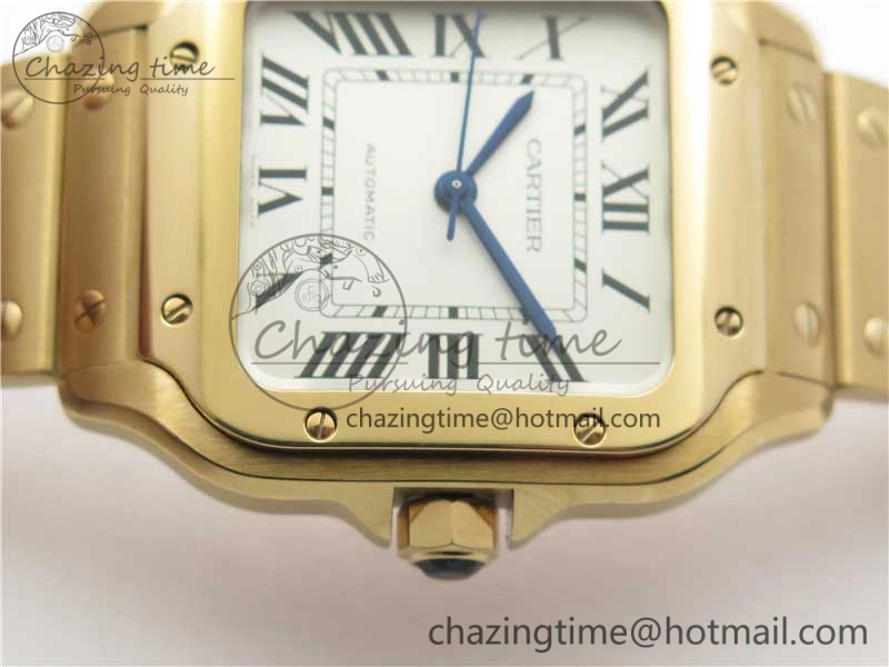 Santos de Cartier 35mm 2018 RG RXW 1:1 Best Edition White Dial on SmartLinks RG Bracelet MIYOTA 9015
