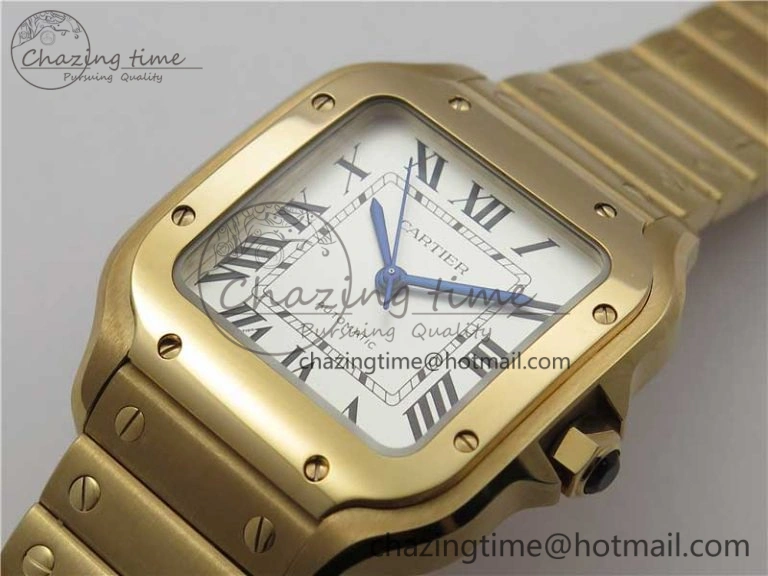 Santos de Cartier 35mm 2018 RG RXW 1:1 Best Edition White Dial on SmartLinks RG Bracelet MIYOTA 9015