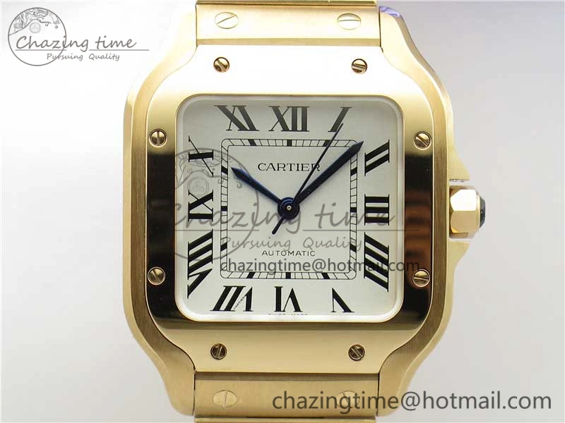 Santos de Cartier 35mm 2018 RG RXW 1:1 Best Edition White Dial on SmartLinks RG Bracelet MIYOTA 9015