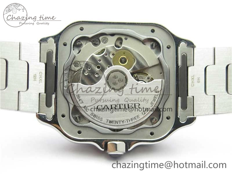 Santos de Cartier 35mm 2018 RXW 1:1 Best Edition White Dial on SS SmartLinks Bracelet MIYOTA 9015