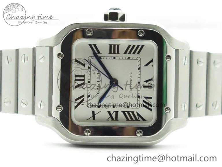 Santos de Cartier 35mm 2018 RXW 1:1 Best Edition White Dial on SS SmartLinks Bracelet MIYOTA 9015