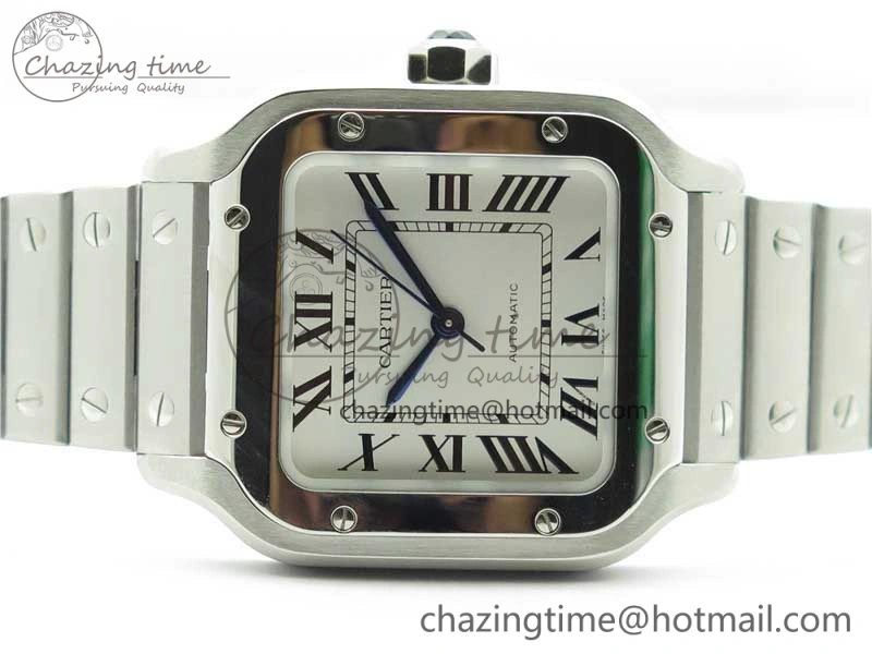 Santos de Cartier 35mm 2018 RXW 1:1 Best Edition White Dial on SS SmartLinks Bracelet MIYOTA 9015