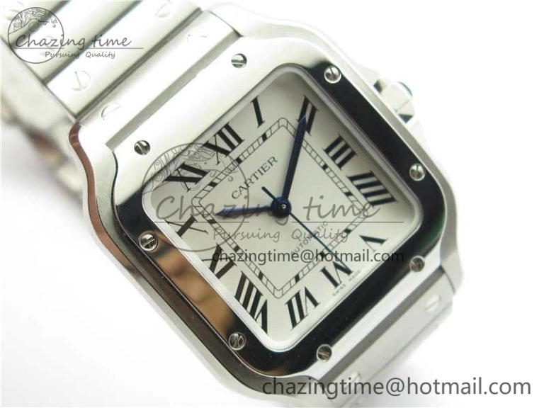 Santos de Cartier 35mm 2018 RXW 1:1 Best Edition White Dial on SS SmartLinks Bracelet MIYOTA 9015