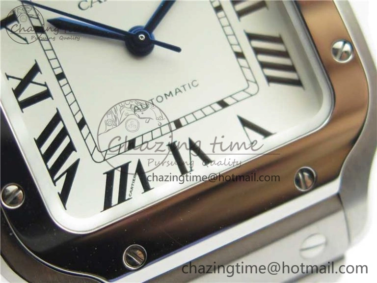 Santos de Cartier 35mm 2018 RXW 1:1 Best Edition White Dial on SS SmartLinks Bracelet MIYOTA 9015