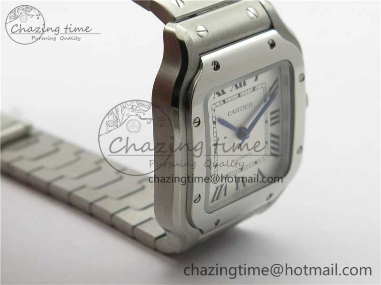 Santos de Cartier 35mm 2018 RXW 1:1 Best Edition White Dial on SS SmartLinks Bracelet MIYOTA 9015