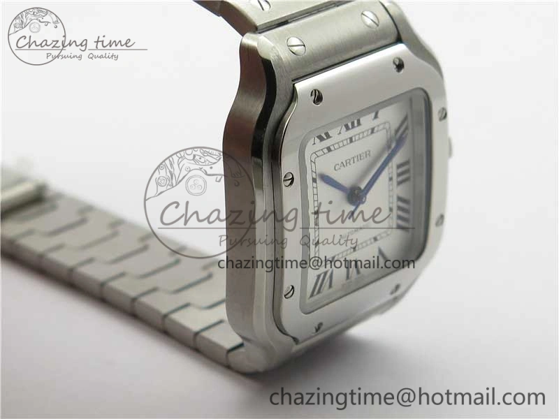 Santos de Cartier 35mm 2018 RXW 1:1 Best Edition White Dial on SS SmartLinks Bracelet MIYOTA 9015
