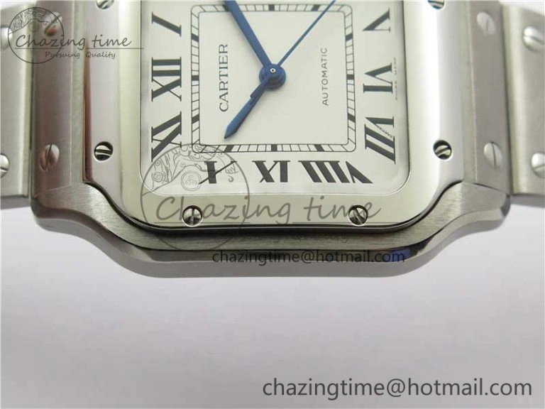 Santos de Cartier 35mm 2018 RXW 1:1 Best Edition White Dial on SS SmartLinks Bracelet MIYOTA 9015