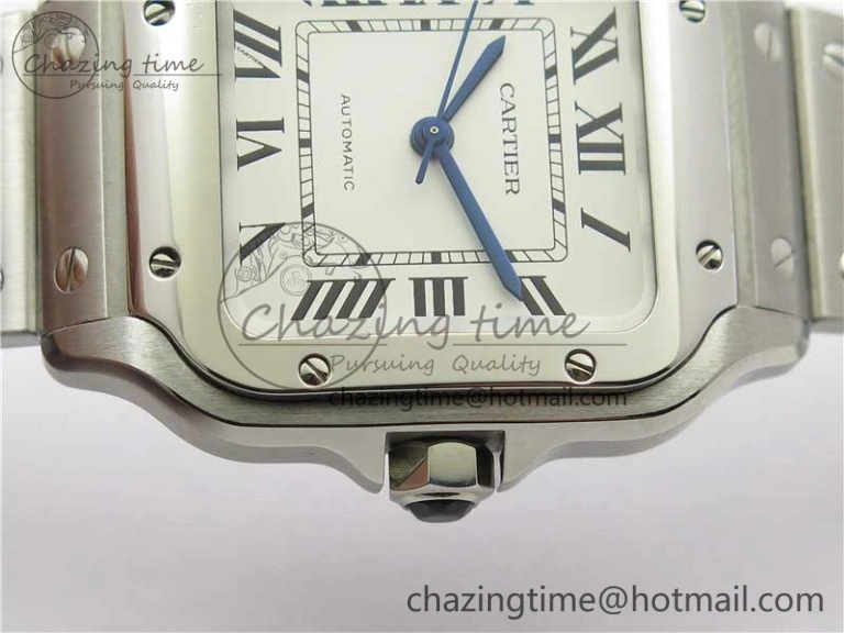 Santos de Cartier 35mm 2018 RXW 1:1 Best Edition White Dial on SS SmartLinks Bracelet MIYOTA 9015