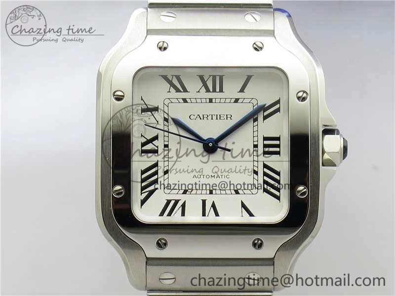 Santos de Cartier 35mm 2018 RXW 1:1 Best Edition White Dial on SS SmartLinks Bracelet MIYOTA 9015