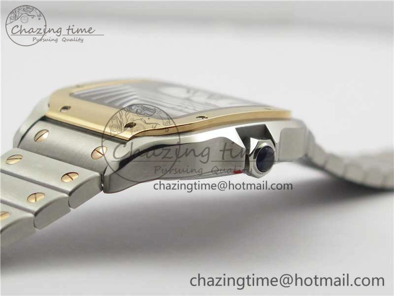 Santos de Cartier 35mm 2018 SS RG RXW 1:1 Best Edition White Dial on SS RG SmartLinks Bracelet MIYOTA 9015