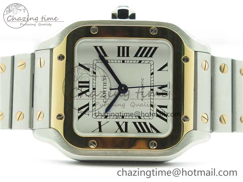 Santos de Cartier 35mm 2018 SS RG RXW 1:1 Best Edition White Dial on SS RG SmartLinks Bracelet MIYOTA 9015