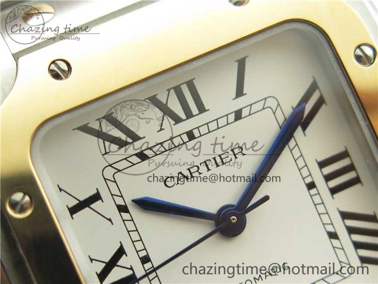 Santos de Cartier 35mm 2018 SS RG RXW 1:1 Best Edition White Dial on SS RG SmartLinks Bracelet MIYOTA 9015