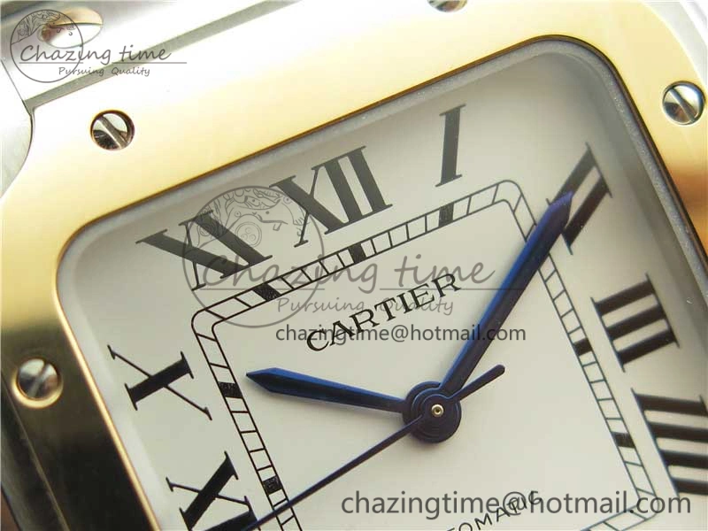 Santos de Cartier 35mm 2018 SS RG RXW 1:1 Best Edition White Dial on SS RG SmartLinks Bracelet MIYOTA 9015