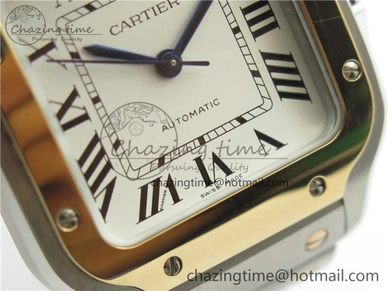 Santos de Cartier 35mm 2018 SS RG RXW 1:1 Best Edition White Dial on SS RG SmartLinks Bracelet MIYOTA 9015