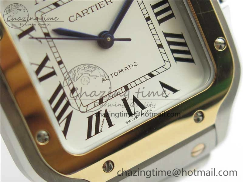 Santos de Cartier 35mm 2018 SS RG RXW 1:1 Best Edition White Dial on SS RG SmartLinks Bracelet MIYOTA 9015