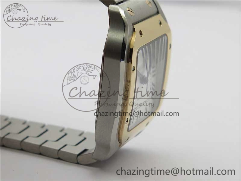 Santos de Cartier 35mm 2018 SS RG RXW 1:1 Best Edition White Dial on SS RG SmartLinks Bracelet MIYOTA 9015