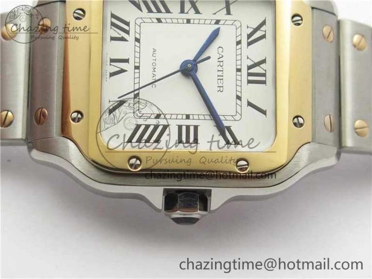 Santos de Cartier 35mm 2018 SS RG RXW 1:1 Best Edition White Dial on SS RG SmartLinks Bracelet MIYOTA 9015