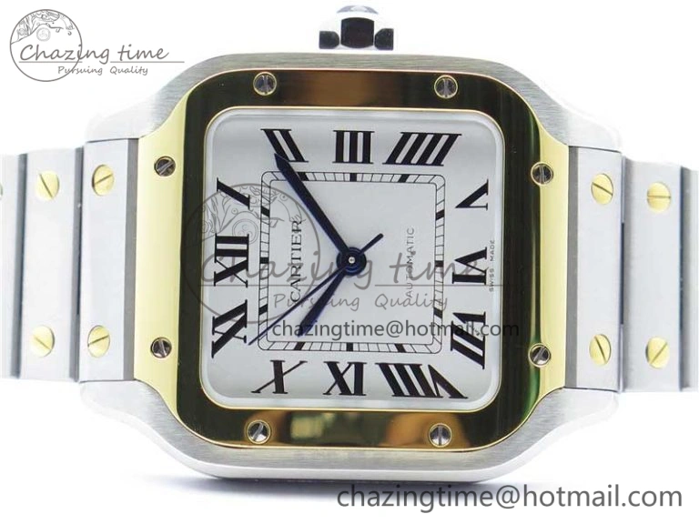 Santos de Cartier 35mm 2018 SS YG RXW 1:1 Best Edition White Dial on SS YG SmartLinks Bracelet MIYOTA 9015