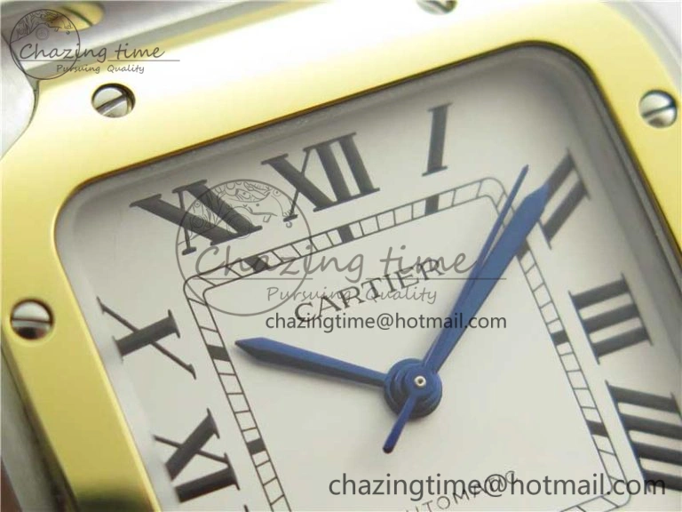 Santos de Cartier 35mm 2018 SS YG RXW 1:1 Best Edition White Dial on SS YG SmartLinks Bracelet MIYOTA 9015