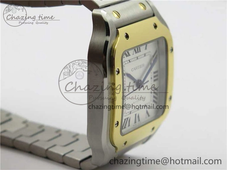 Santos de Cartier 35mm 2018 SS YG RXW 1:1 Best Edition White Dial on SS YG SmartLinks Bracelet MIYOTA 9015