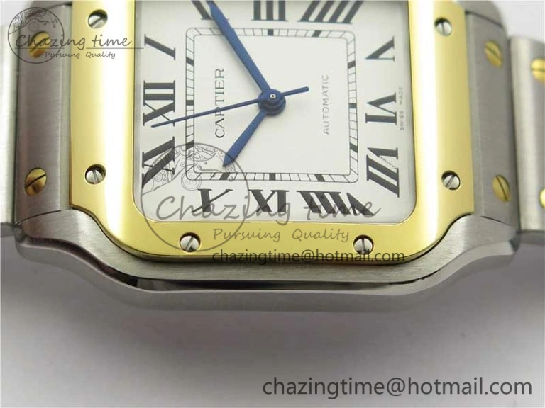 Santos de Cartier 35mm 2018 SS YG RXW 1:1 Best Edition White Dial on SS YG SmartLinks Bracelet MIYOTA 9015