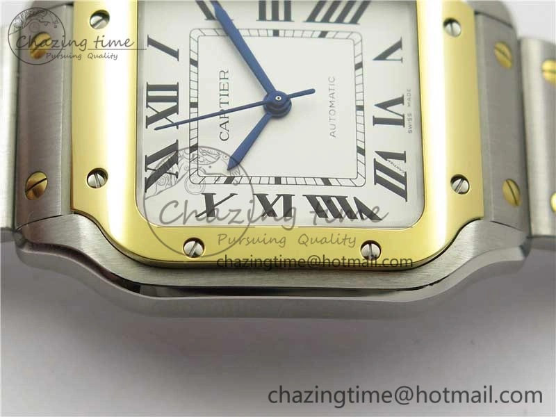 Santos de Cartier 35mm 2018 SS YG RXW 1:1 Best Edition White Dial on SS YG SmartLinks Bracelet MIYOTA 9015