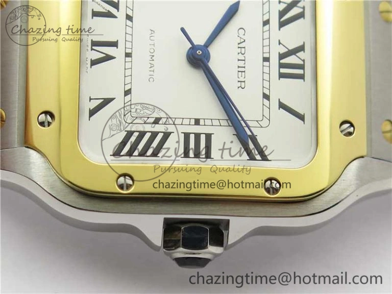 Santos de Cartier 35mm 2018 SS YG RXW 1:1 Best Edition White Dial on SS YG SmartLinks Bracelet MIYOTA 9015