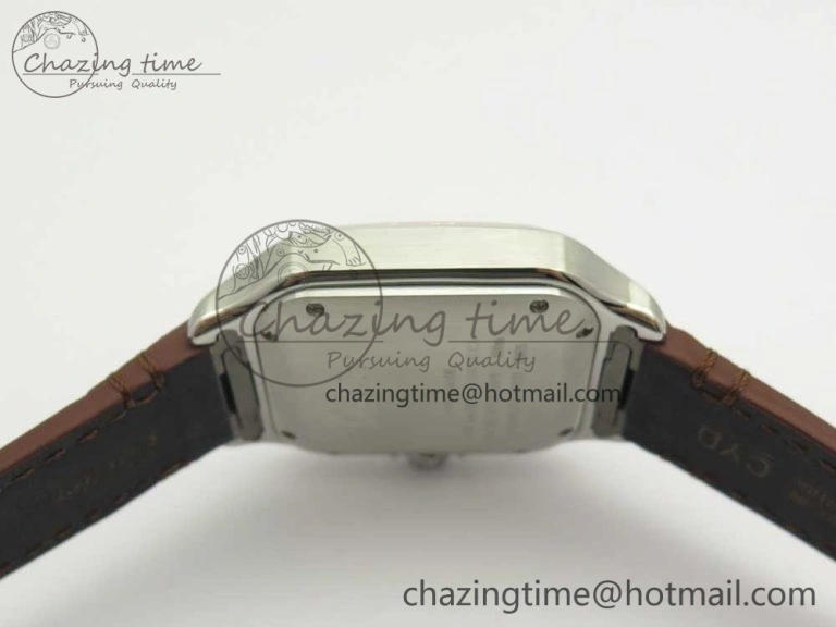 Santos de Cartier 35mm 2018 V6F 1:1 Best Edition White Dial RG Bezel on DeepBrown Leather Strap MIYOTA 9015