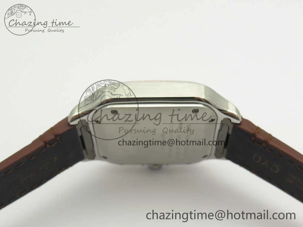 Santos de Cartier 35mm 2018 V6F 1:1 Best Edition White Dial RG Bezel on DeepBrown Leather Strap MIYOTA 9015