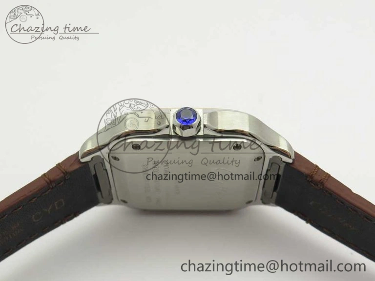 Santos de Cartier 35mm 2018 V6F 1:1 Best Edition White Dial RG Bezel on DeepBrown Leather Strap MIYOTA 9015