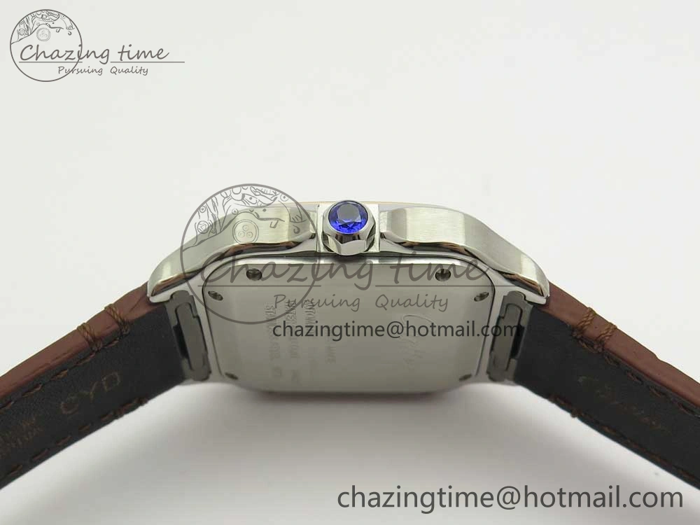 Santos de Cartier 35mm 2018 V6F 1:1 Best Edition White Dial RG Bezel on DeepBrown Leather Strap MIYOTA 9015