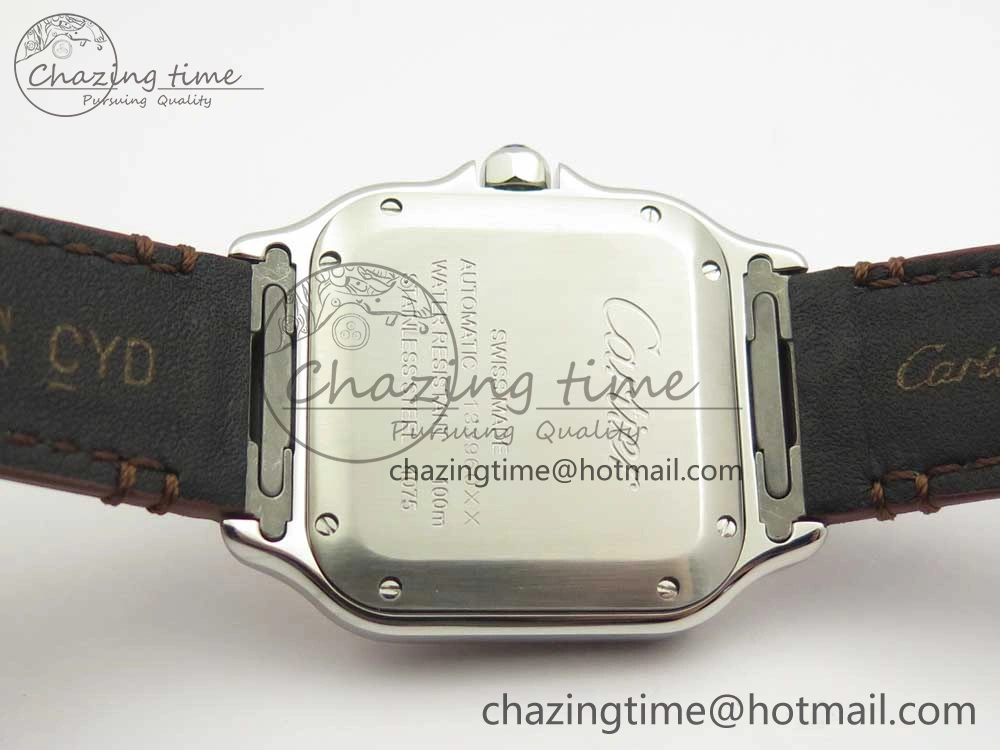 Santos de Cartier 35mm 2018 V6F 1:1 Best Edition White Dial RG Bezel on DeepBrown Leather Strap MIYOTA 9015